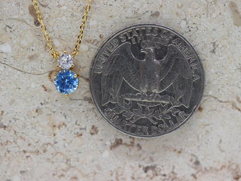 STG 18K Gold Plated March Aquamarine Birthstone Pendant Necklace – Elegant Jewelry Gift for Her