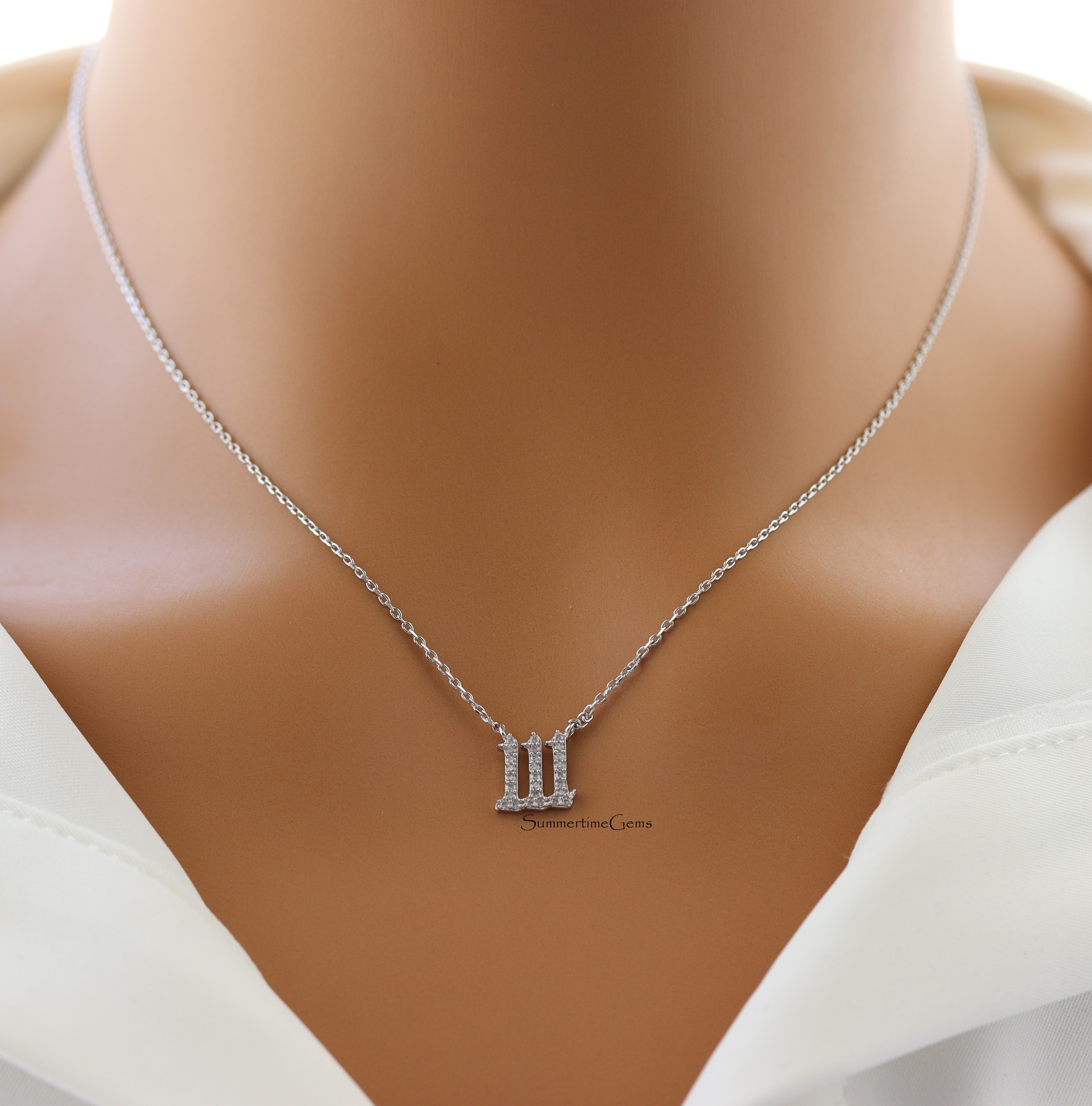 STG 18K Gold Plated Pave Angel Number 111 Pendant Necklace – Spiritual & Meaningful Jewelry for Positive Energy