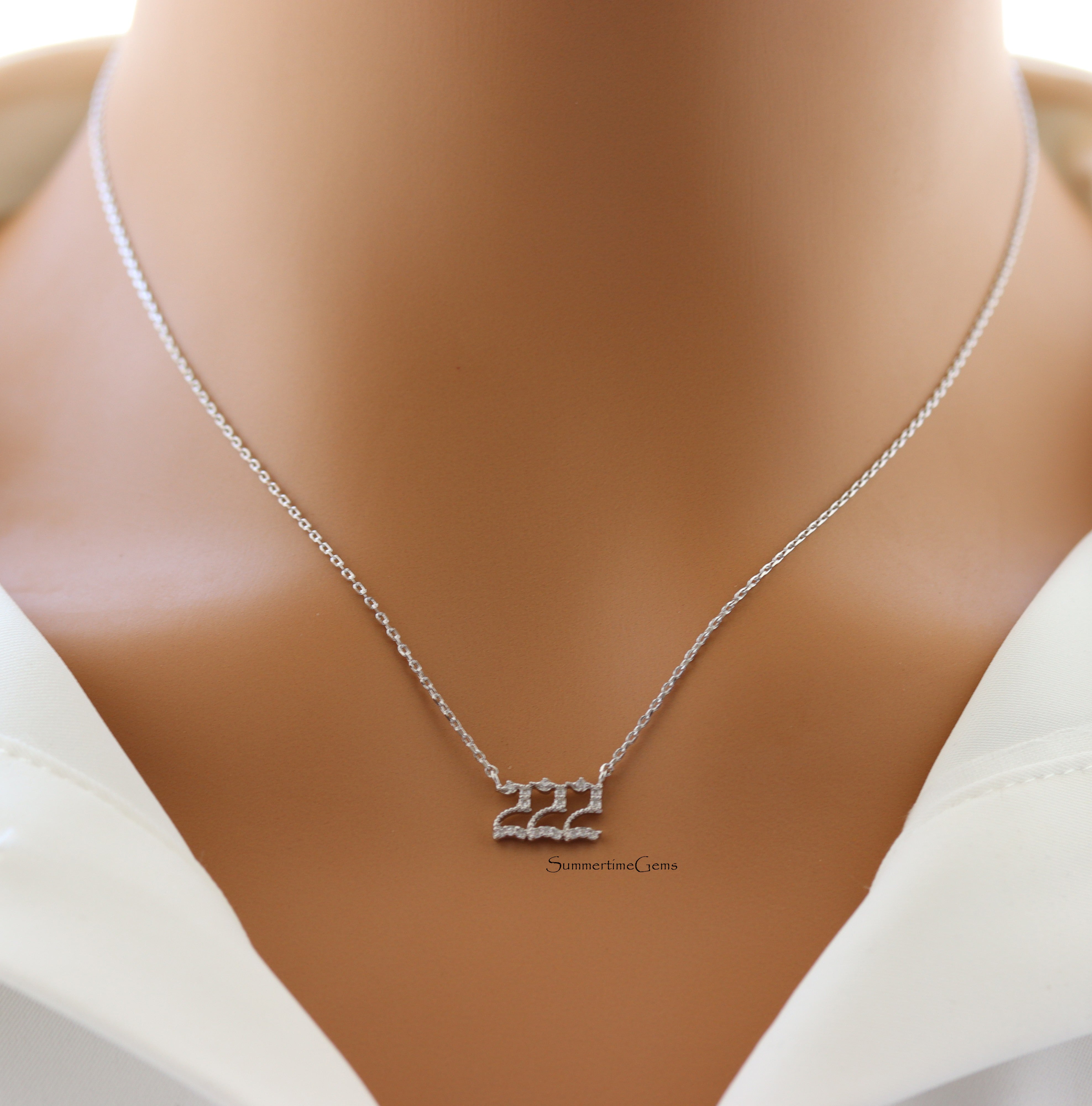 STG 18K Gold Plated Pave Angel Number 222 Pendant Necklace – Balance & Harmony Spiritual Jewelry