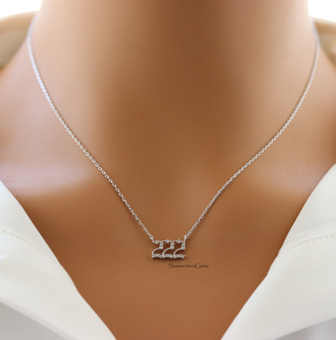STG 18K Gold Plated Pave Angel Number 222 Pendant Necklace – Balance & Harmony Spiritual Jewelry