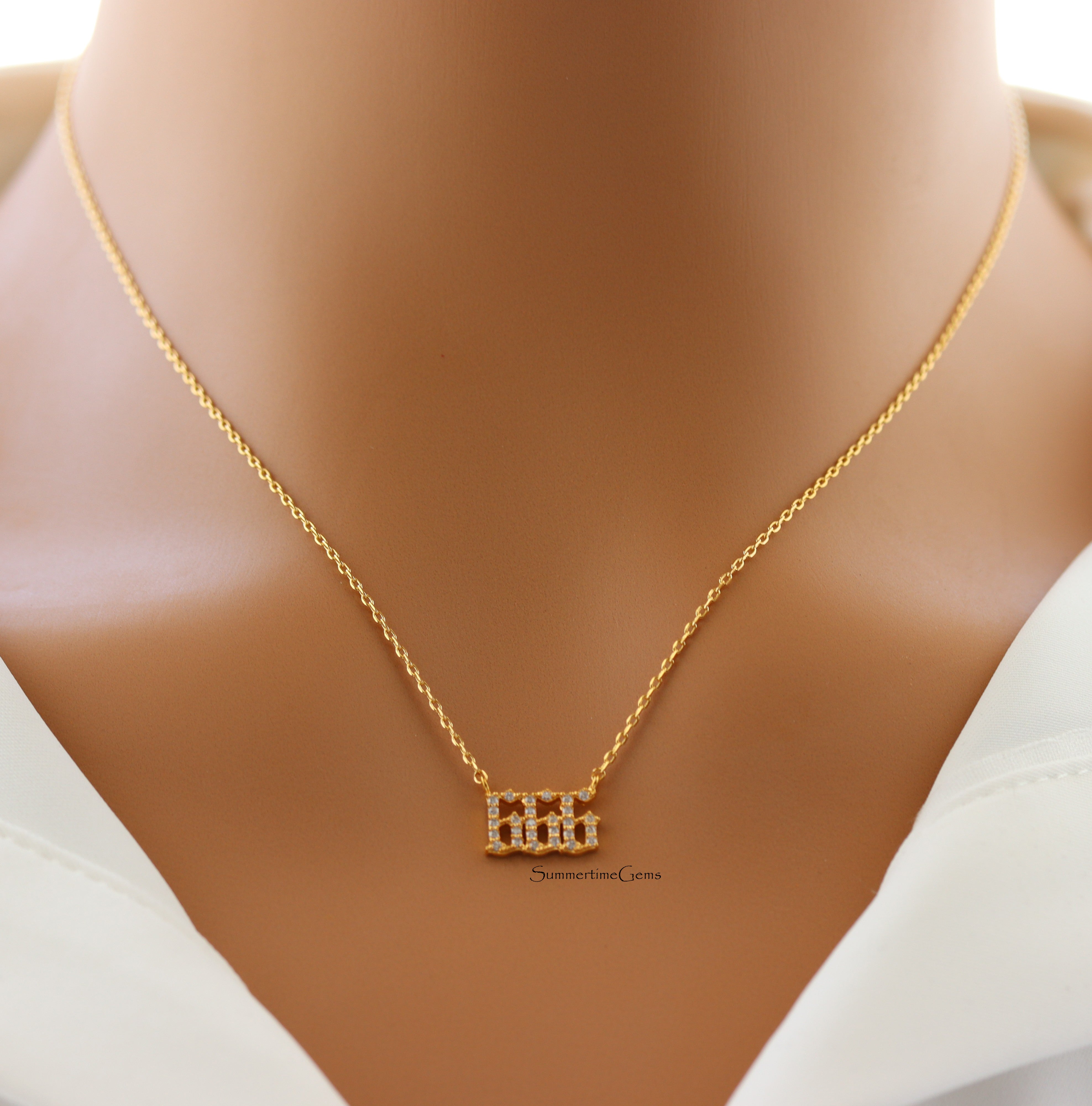 STG 18K Gold Plated Pavé Angel Number 666 Pendant Necklace – Spiritual Balance & Inner Reflection Jewelry