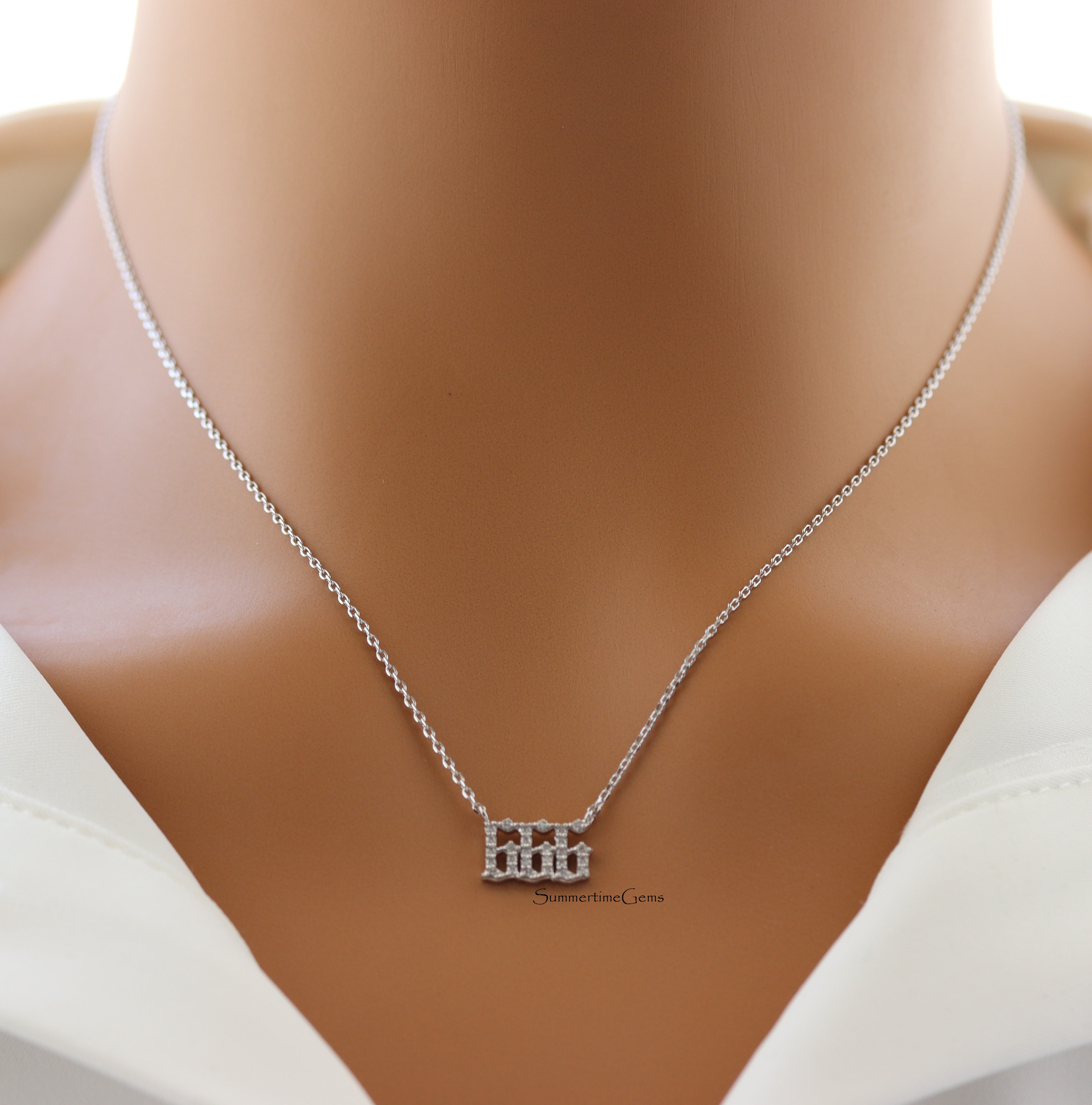 STG 18K Gold Plated Pavé Angel Number 666 Pendant Necklace – Spiritual Balance & Inner Reflection Jewelry