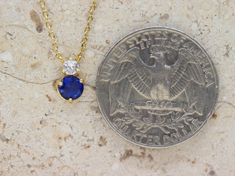 STG 18K Gold Plated September Sapphire Birthstone Pendant Necklace – Elegant Jewelry Gift for September Birthdays