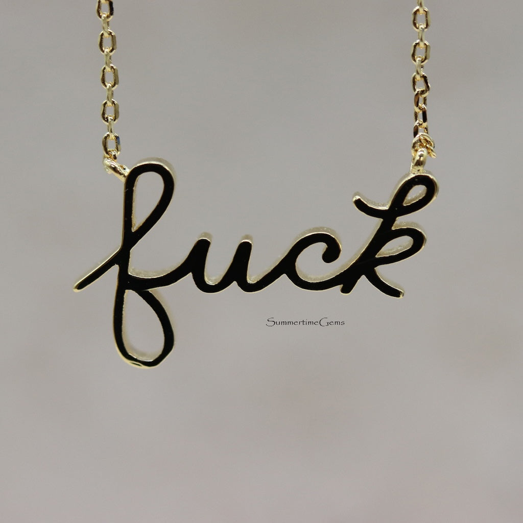 STG Handwritten Fuck Pendant Necklace
