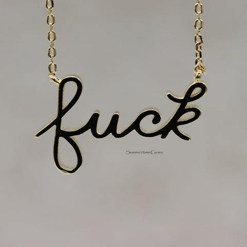 STG Handwritten Fuck Pendant Necklace