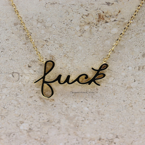 STG Handwritten Fuck Pendant Necklace