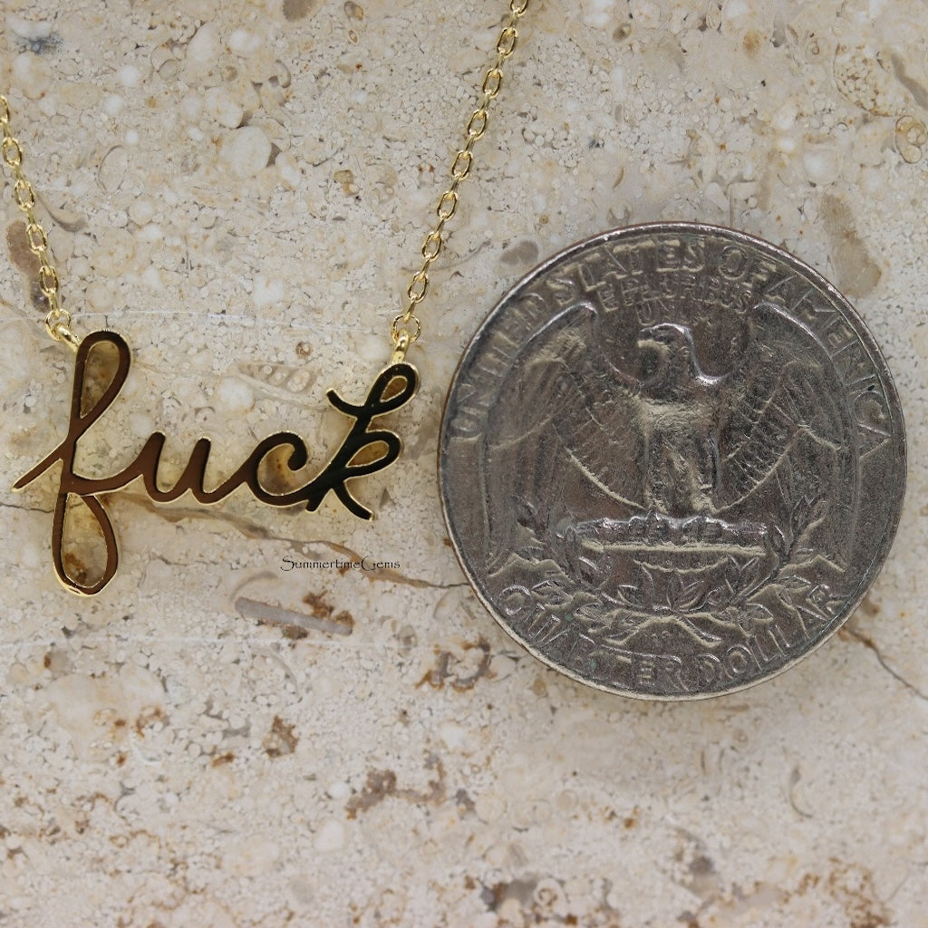 STG Handwritten Fuck Pendant Necklace