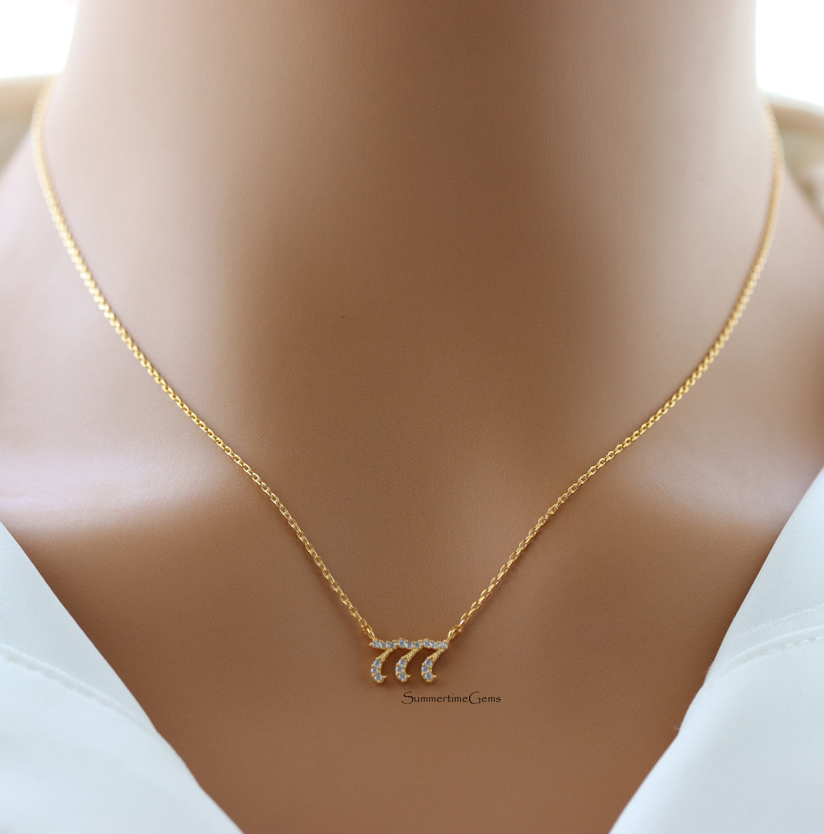 STG 18K Gold Plated Pave Angel Number 777 Necklace – Lucky Spiritual Jewelry for Abundance and Alignment