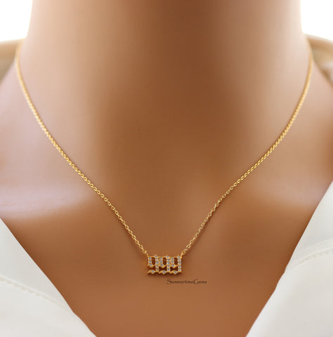 STG 18K Gold Plated Pave Angel Number 999 Pendant Necklace – Completion & Transformation Jewelry