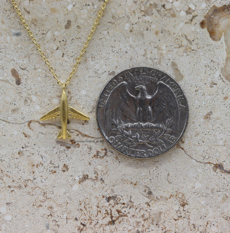 STG 18K Gold Plated Airplane Pendant Necklace for Women – Travel-Inspired Dainty Jewelry Gift