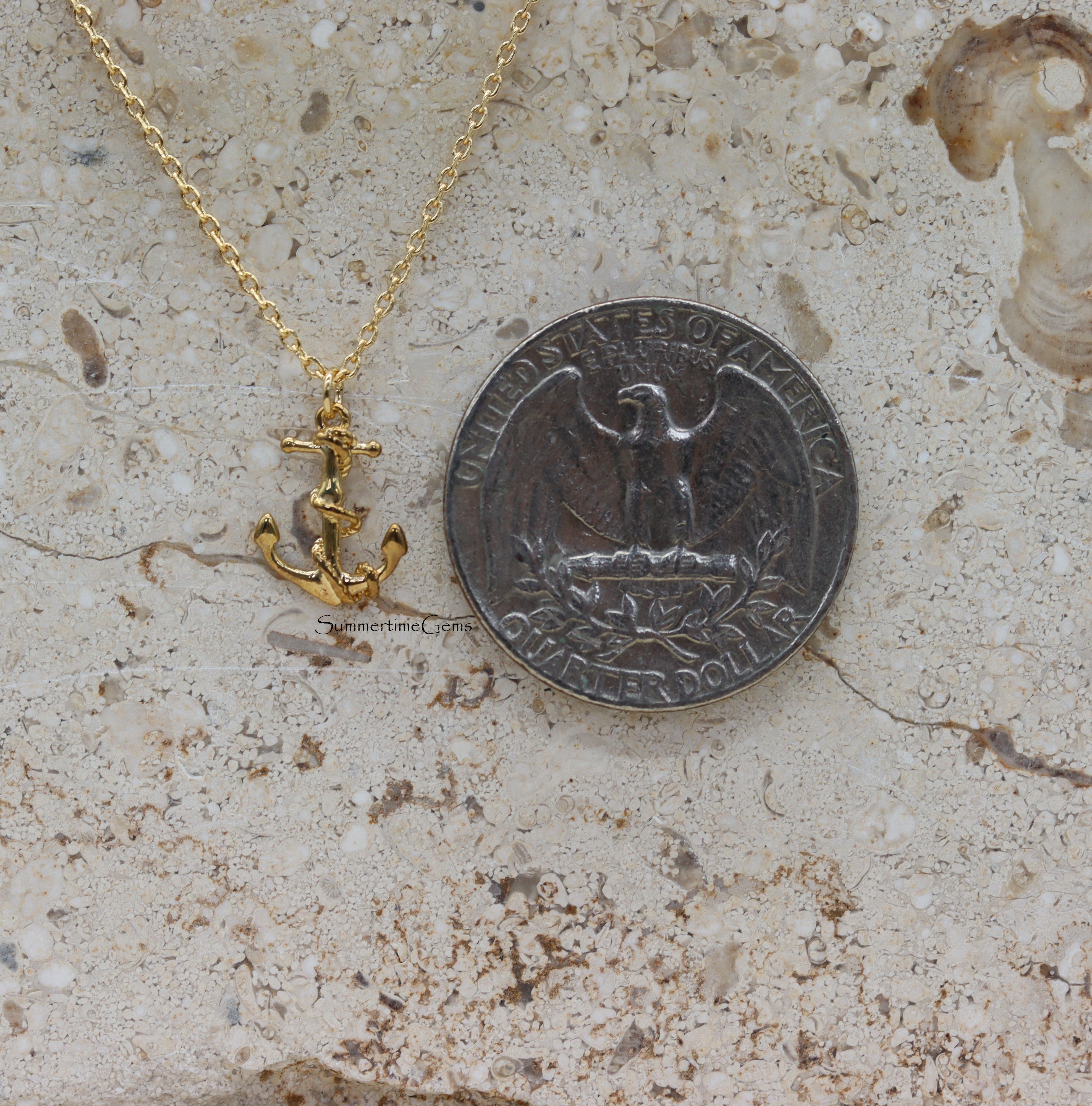 STG 18K Gold Plated Anchor Pendant Necklace – Nautical-Inspired Jewelry for Coastal, Beach, and Everyday Style