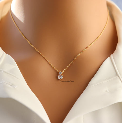STG 18K Gold Plated April Diamond Gem Birthstone Pendant Necklace – Elegant Jewelry Gift for April Birthdays