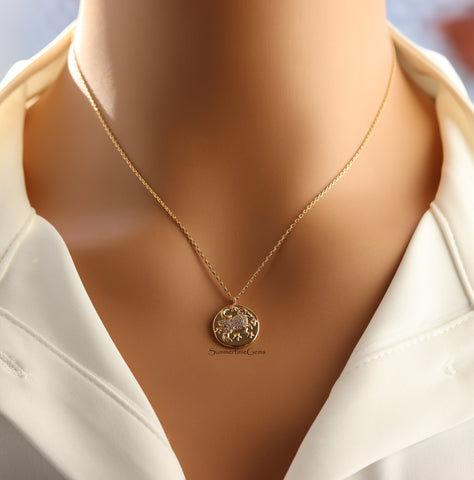 STG 18K Gold Plated Aries Constellation Zodiac Pendant Necklace (March 21 – April 19) – Bold & Fiery Astrology Jewelry