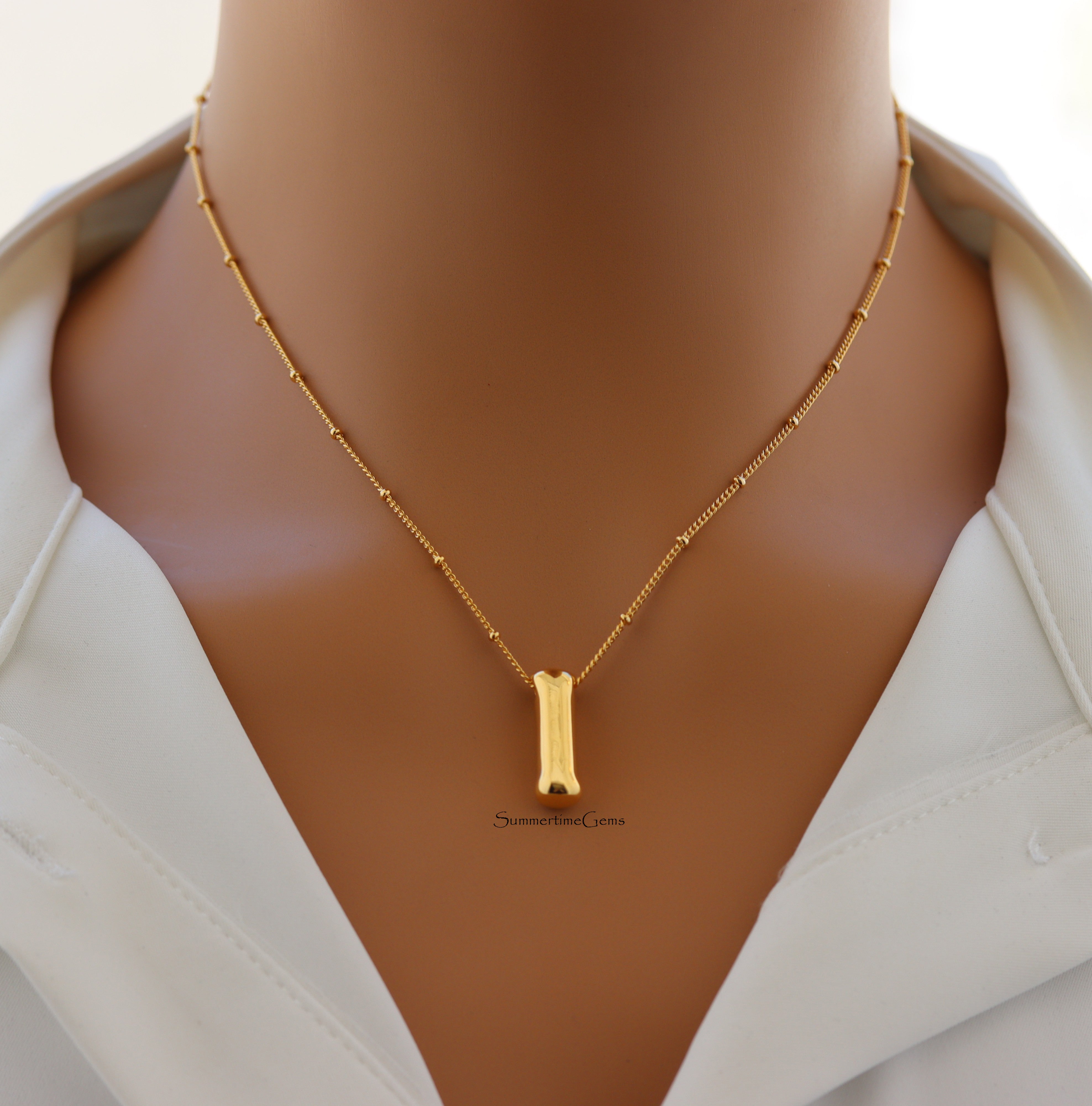 STG 18K Gold Plated Balloon Initial "I" Pendant Necklace – Trendy Puffy Letter Necklace for Personalized Everyday Glam