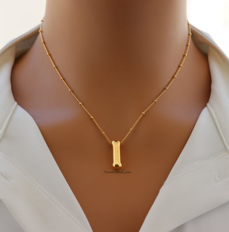 STG 18K Gold Plated Balloon Initial "I" Pendant Necklace – Trendy Puffy Letter Necklace for Personalized Everyday Glam