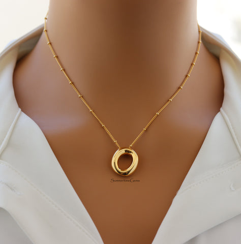 STG 18K Gold Plated Balloon Initial "O" Pendant Necklace – Trendy Puffy Letter Necklace for Personalized Everyday Glam