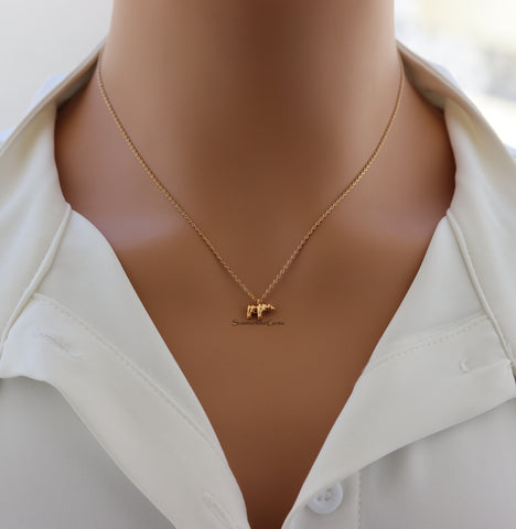 STG Dainty Mini 3D Bear Pendant Necklace with Chain