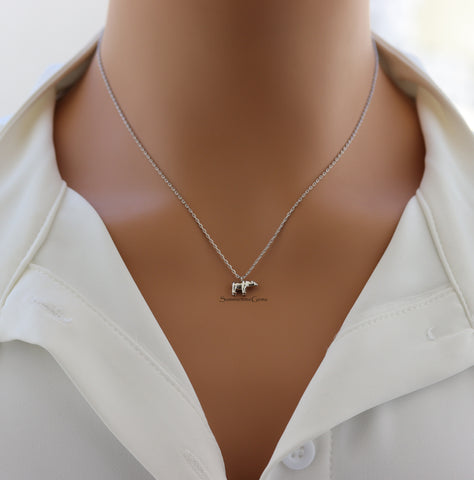 STG Dainty Mini 3D Bear Pendant Necklace with Chain