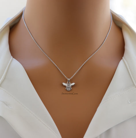 STG 18K Gold Plated Pave CZ Bumblebee Pendant Necklace – Sparkly Dainty Bee Jewelry for Nature-Lovers & Trendsetters