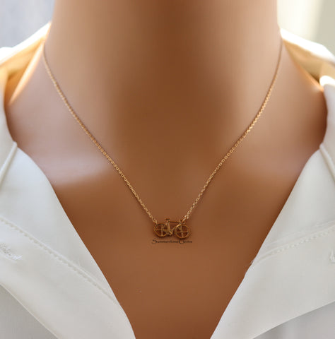 STG 18K Gold Plated Bicycle Charm Pendant Necklace – Fun and Playful Jewelry for Cyclists and Adventure Lovers
