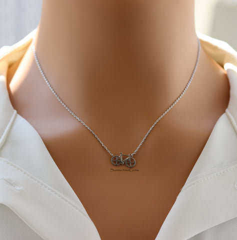 STG 18K Gold Plated Bicycle Charm Pendant Necklace – Fun and Playful Jewelry for Cyclists and Adventure Lovers