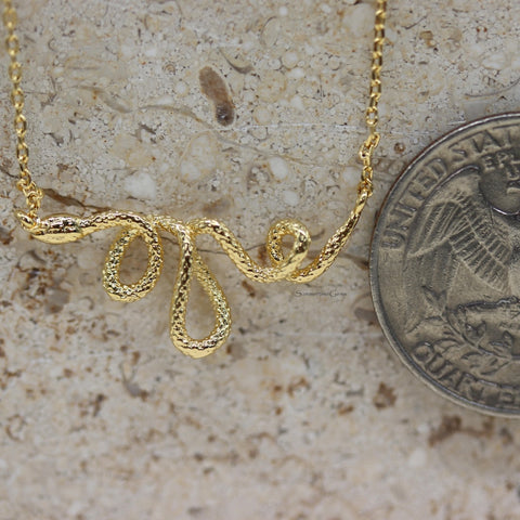 STG 18K Gold Plated 3D Snake Pendant Necklace – Daring, Edgy Serpent Jewelry for Bold Style
