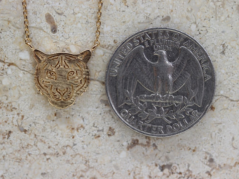 STG 18K Gold Plated Dainty Tiger Head Pendant Necklace – Bold and Fierce Animal Jewelry for Everyday Power