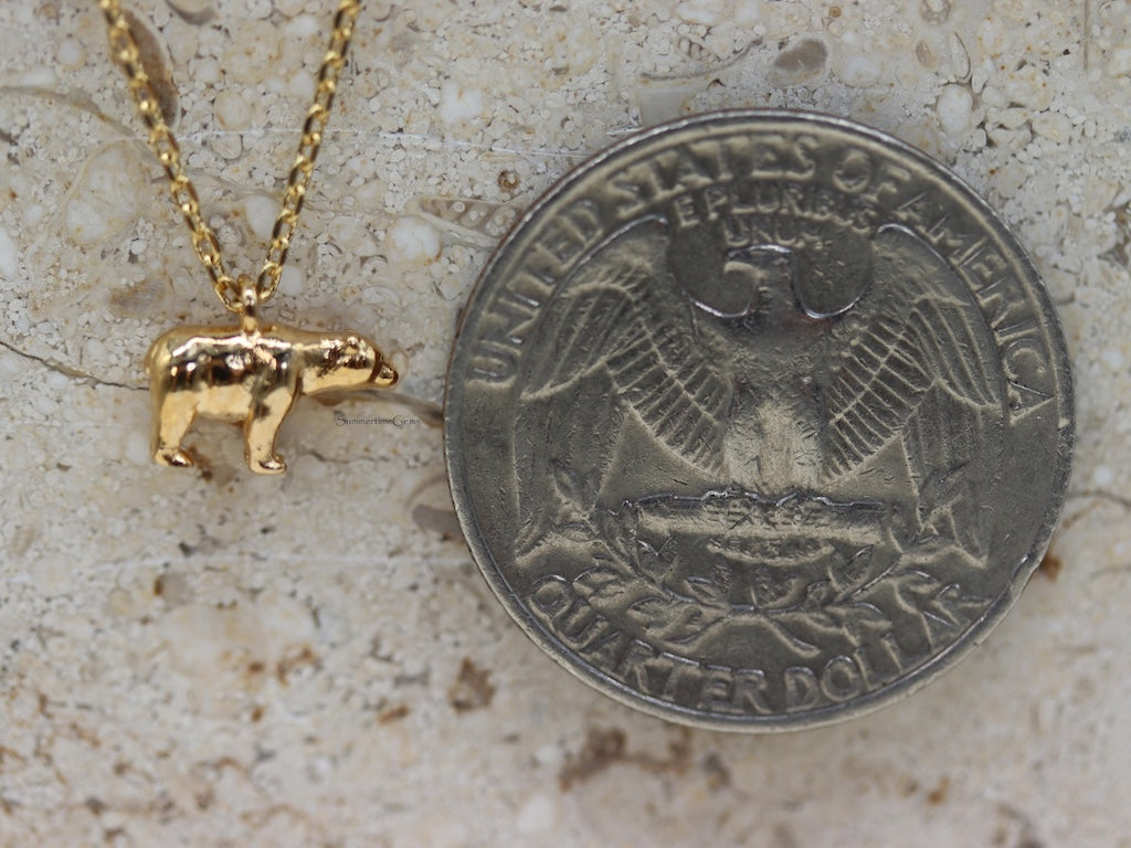 STG Dainty Mini 3D Bear Pendant Necklace with Chain