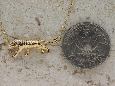 STG 18K Gold Plated 3D Tiger Pendant Necklace – Fierce Animal Jewelry for Bold, Powerful Style
