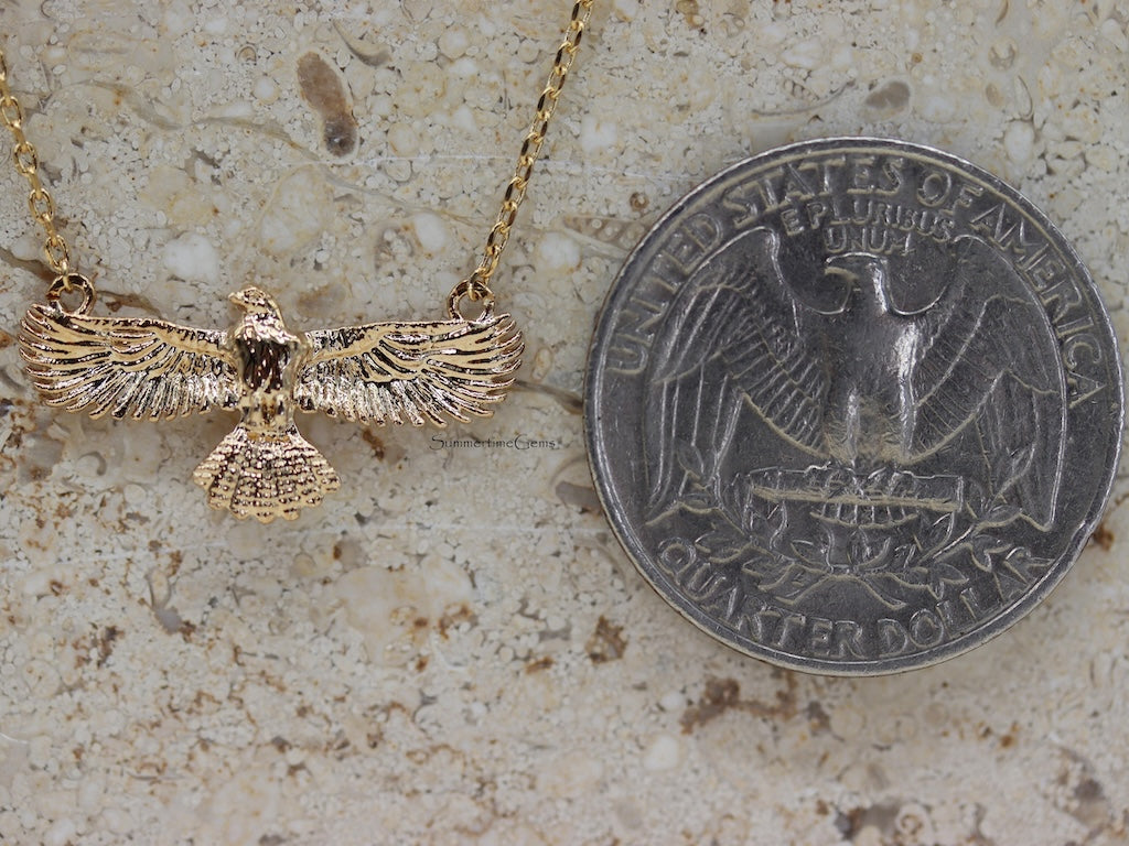 STG 18K Gold Plated Dainty Hawk Pendant Necklace – Symbolic Bird Jewelry for Strength, Vision & Freedom
