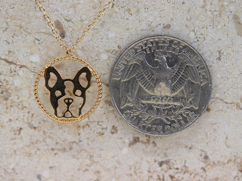 STG 18K Gold Plated Dainty Frenchie Face Pendant Necklace – Cute French Bulldog Dog Lover Jewelry