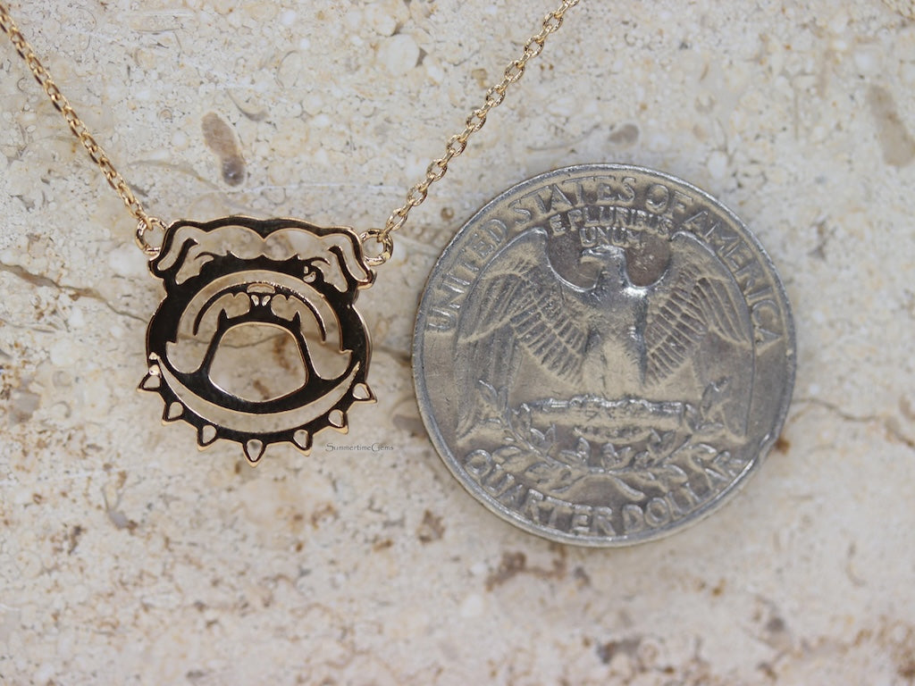 STG 18K Gold Plated Bulldog Face Pendant Necklace – Perfect Jewelry Gift for Dog Lovers