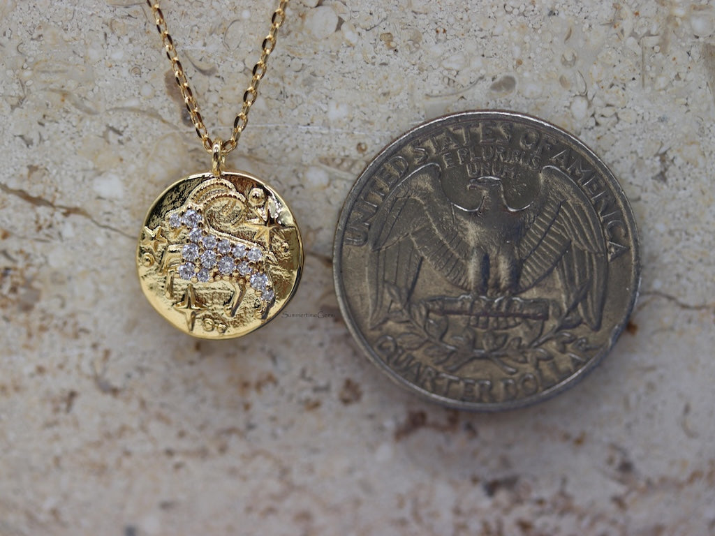 STG 18K Gold Plated Capricorn Zodiac Pendant Necklace (December 22 – January 19) – Elegant Astrology Jewelry for Ambitious Souls