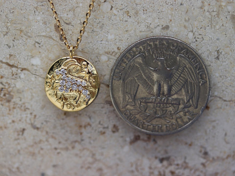 STG 18K Gold Plated Capricorn Zodiac Pendant Necklace (December 22 – January 19) – Elegant Astrology Jewelry for Ambitious Souls