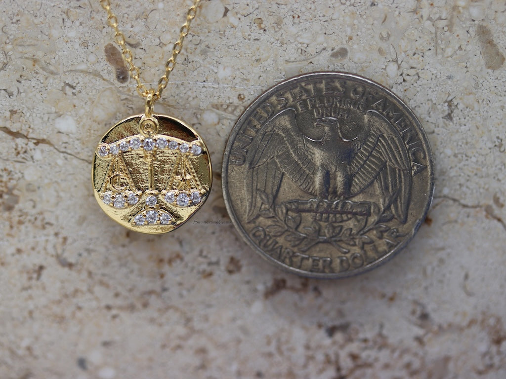 STG 18K Gold Plated Libra Constellation Zodiac Pendant Necklace (September 23 – October 22) – Elegant Astrology Jewelry for Balance and Beauty