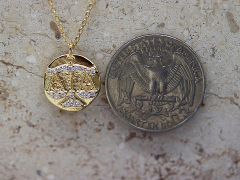 STG 18K Gold Plated Libra Constellation Zodiac Pendant Necklace (September 23 – October 22) – Elegant Astrology Jewelry for Balance and Beauty