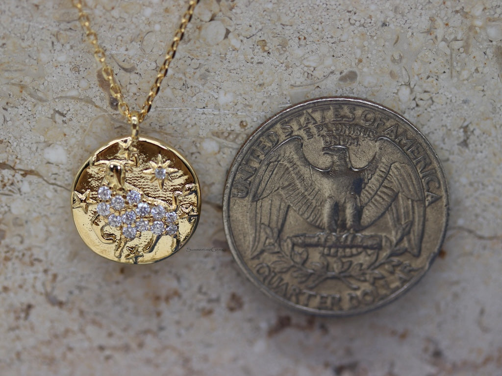 STG 18K Gold Plated Taurus Constellation Zodiac Pendant Necklace (April 20 – May 20) – Elegant Astrology Jewelry for Grounded Souls