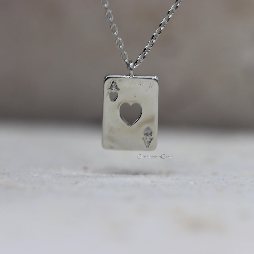 STG 18k Gold Plated Ace of Hearts Pendant Necklace