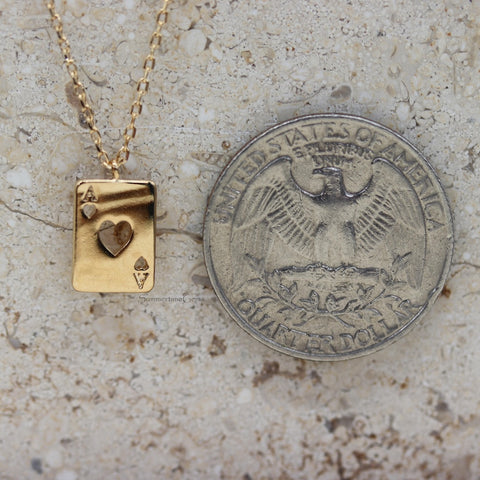 STG 18k Gold Plated Ace of Hearts Pendant Necklace