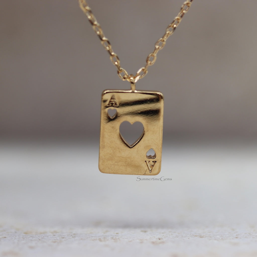STG 18k Gold Plated Ace of Hearts Pendant Necklace
