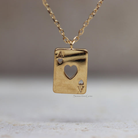 STG 18k Gold Plated Ace of Hearts Pendant Necklace
