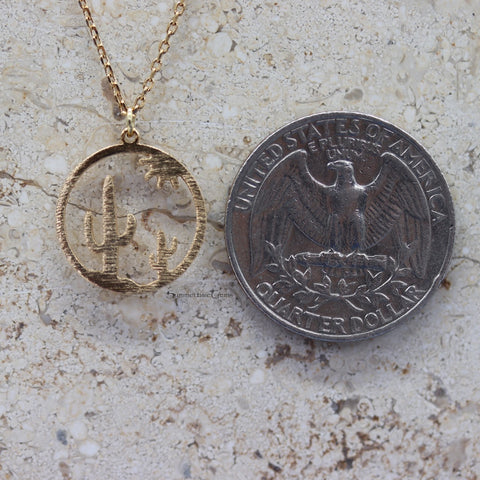 STG 18K Gold Plated Desert Night Cutout Coin Pendant Necklace – Boho Western-Inspired Jewelry