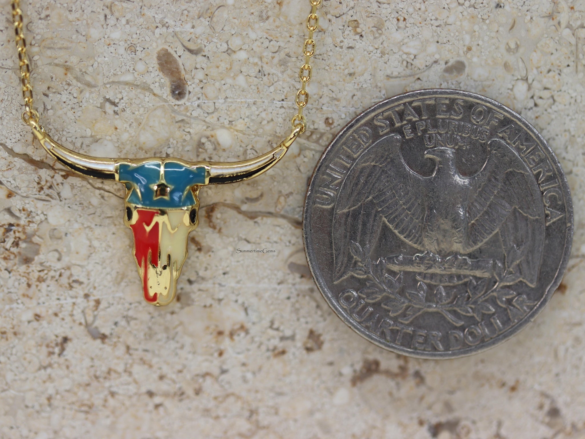 STG 18K Gold Plated Texas Bull Head Pendant Necklace – Western Rodeo Style Jewelry for Bold Looks