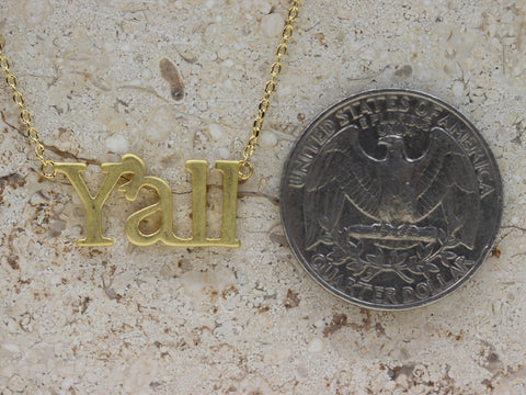STG 18K Gold Plated Handwritten "Y'all" Pendant Necklace – Southern Charm Jewelry for Everyday Country Style
