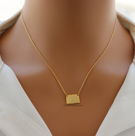 STG 18K Gold Plated Dainty Brushed Colorado State Pendant Necklace – Minimalist Adventure-Inspired Jewelry for Everyday Wear