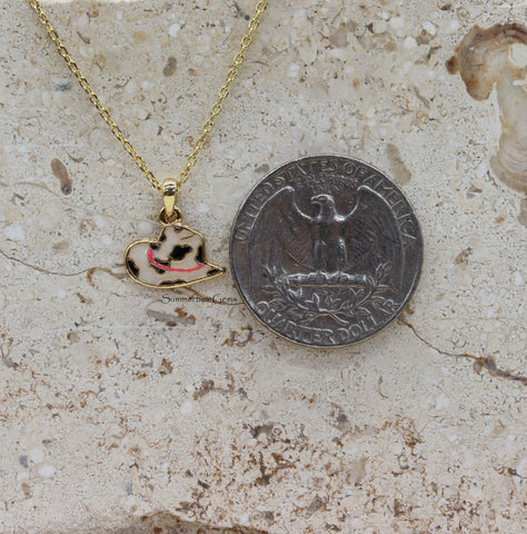 STG 14K Gold Plated Cowboy Hat Pendant Necklace – Western Rodeo Jewelry for Women
