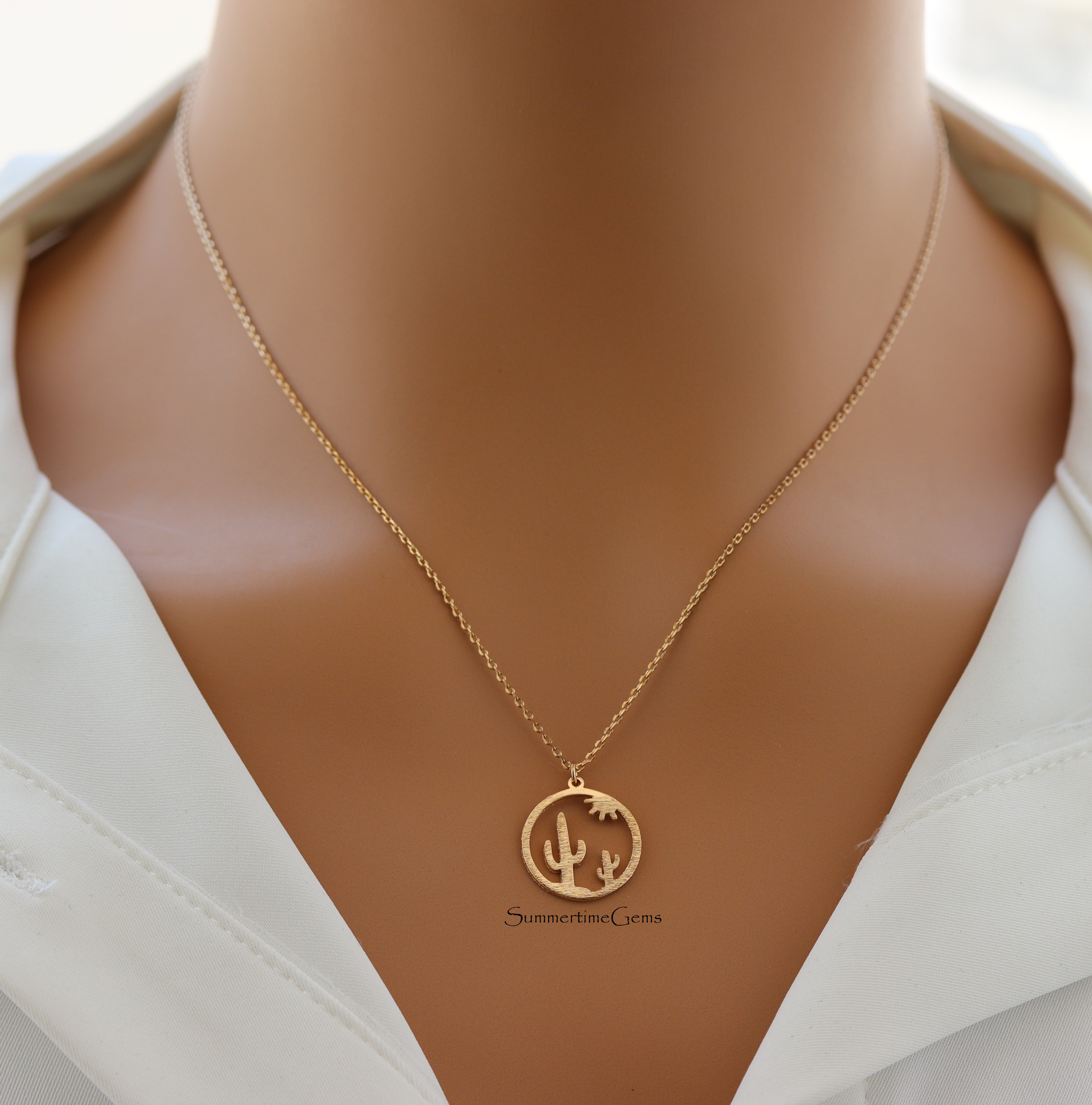 STG 18K Gold Plated Desert Night Cutout Coin Pendant Necklace – Boho Western-Inspired Jewelry