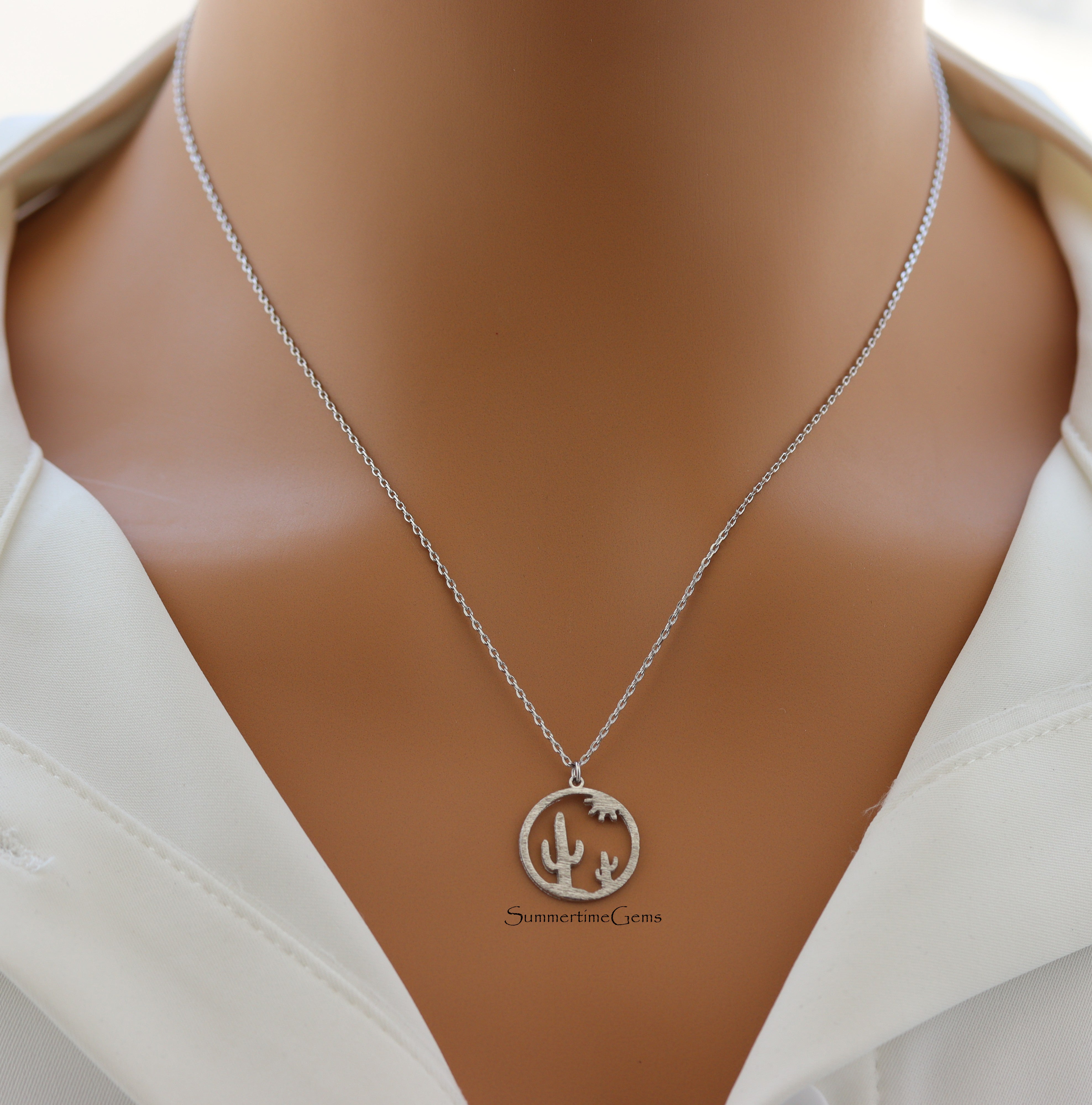 STG 18K Gold Plated Desert Night Cutout Coin Pendant Necklace – Boho Western-Inspired Jewelry