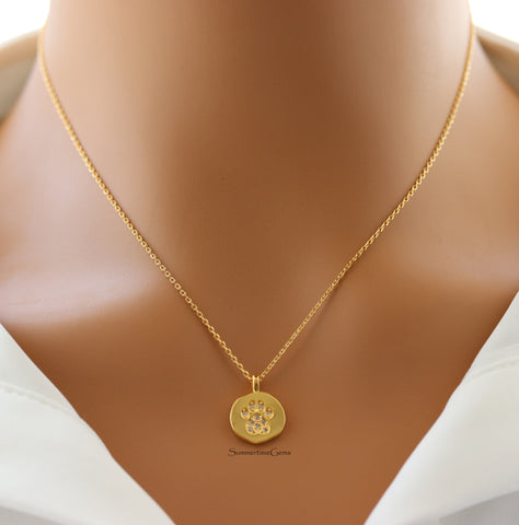 STG 18K Gold Plated Dainty Rhinestone Dog Paw Necklace – Pet Lover Charm Jewelry