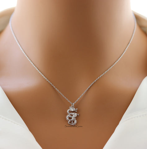 STG 18K Gold Plated Dragon Pendant Necklace – Bold Mythical Creature Jewelry for Strength and Power